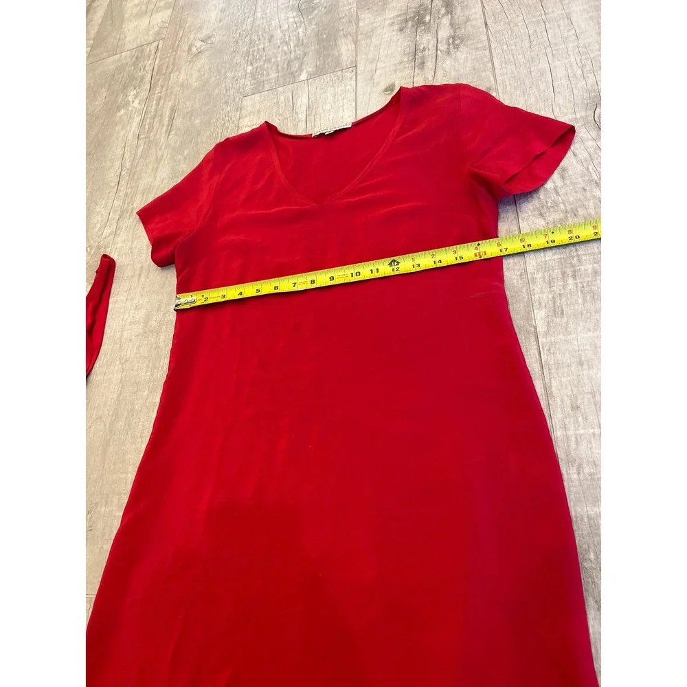 Amanda Uprichard Red Silk‎ V Neck Short Sleeve Hi Lo Dress Size S
